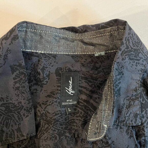 Howe Men's Grey/Black Print Buttoned Shirt - Size Large - Picture 2 of 4